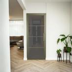 Stalen Binnendeur - Olijfgroen - 4 Vlaks - Rook glas, Doe-het-zelf en Bouw, Minder dan 80 cm, Binnendeur, Nieuw, Metaal