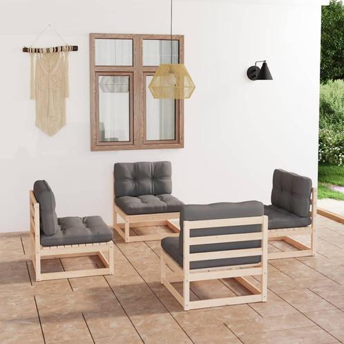 vidaXL Salon de jardin 4 pcs avec coussins Bois de pin, Jardin & Terrasse, Ensembles de jardin, Salons de jardin, Neuf, Envoi