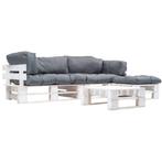 vidaXL 4-delige Loungeset pallet met grijze kussens hout, Verzenden, Nieuw, Loungeset