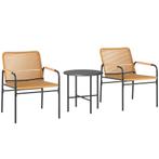 Bistroset - Rotan Style - 3-delig - Staal - Geel, Ophalen of Verzenden, Nieuw