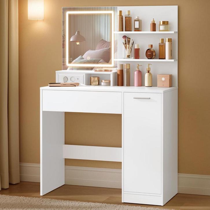 Kaptafel - make up tafel - met LED spiegel - met 2 lade en, Huis en Inrichting, Tafels | Kaptafels, Verzenden