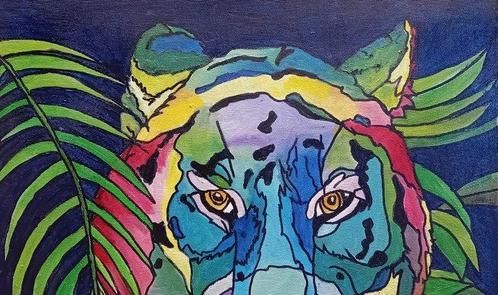 Elena Galimberti (1955) - Rainbow tiger, Antiek en Kunst, Kunst | Schilderijen | Modern