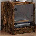 vidaXL Nachtkastje met glazen deur 35x37x42 cm gerookt, Huis en Inrichting, Slaapkamer | Nachtkastjes, Verzenden, Nieuw