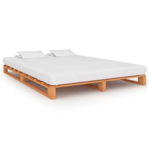 vidaXL Bedframe pallet massief grenenhout bruin 160x200 cm, Maison & Meubles, Chambre à coucher | Lits, Envoi