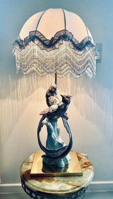 Tafellamp - Messing, Porselein - Grote lamp 78 cm, Antiek en Kunst, Curiosa en Brocante