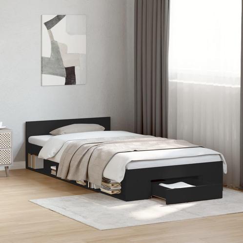 vidaXL Bedframe met lade bewerkt hout zwart 75x190 cm, Huis en Inrichting, Slaapkamer | Bedden, Nieuw, Verzenden