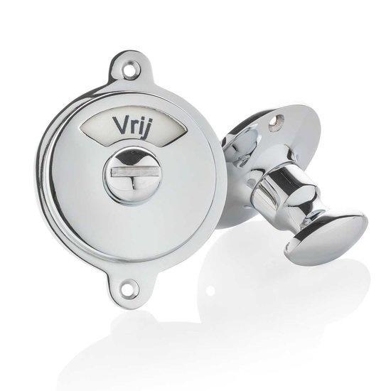 WC Slot glanzend nikkel vrij-bezet plaat draaiknop rond r..., Doe-het-zelf en Bouw, Hang- en Sluitwerk, Slot, Nieuw, Koper of Messing