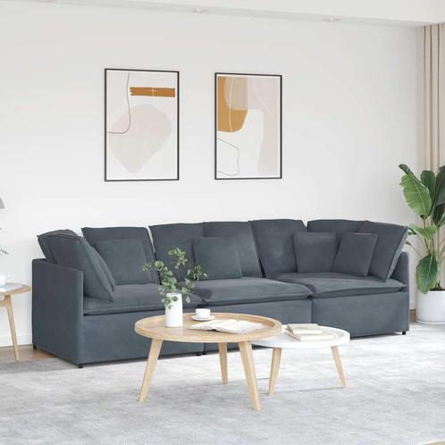 vidaXL Modulaire bank met kussens fluweel donkergrijs, Huis en Inrichting, Zetels | Zetels, Nieuw, Verzenden