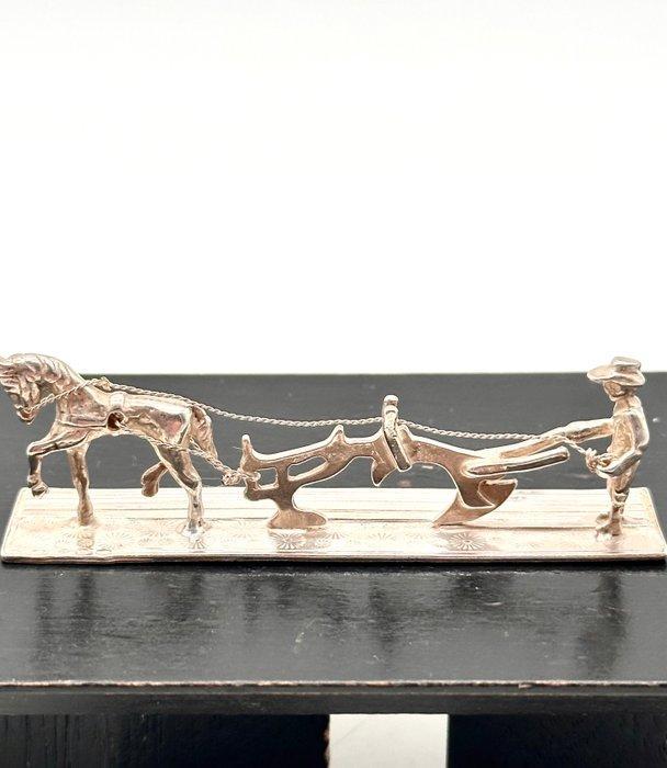 No reserve-Handgemaakte Hollands zilveren miniatuur Boer met, Antiek en Kunst, Antiek | Zilver en Goud