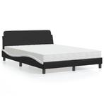 vidaXL Bed met matras kunstleer zwart en wit 140x190 cm, Nieuw, Verzenden