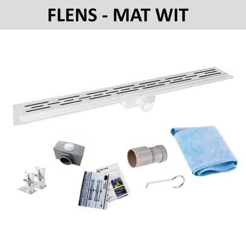 Aanbieding: Mat Witte RVS Douchegoot Flens met Uitneembaar, Doe-het-zelf en Bouw, Sanitair, Douche, Nieuw, Ophalen of Verzenden