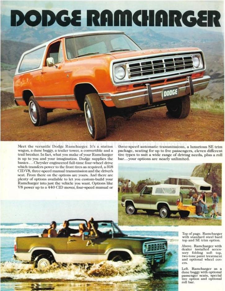 1974 DODGE RAMCHARGER BROCHURE ENGELS, Boeken, Auto's | Folders en Tijdschriften