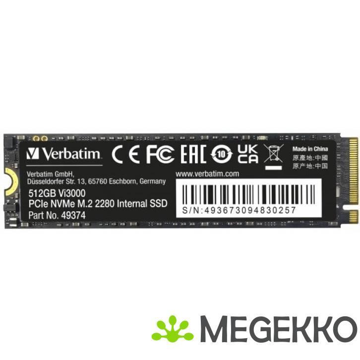Verbatim Vi3000 PCIe NVMe M.2 SSD 512GB, Computers en Software, Harde schijven, Nieuw, Verzenden