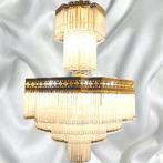 Plafondlamp - Brons - Witte buiskristallen - 10 gloeilampen, Antiek en Kunst, Antiek | Verlichting