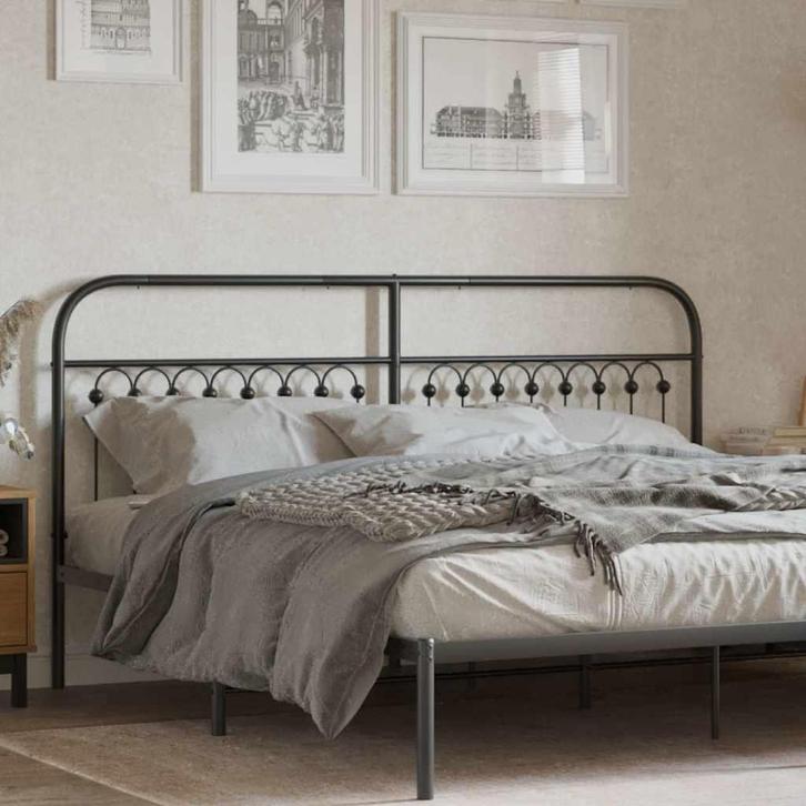 vidaXL Hoofdbord 180 cm metaal zwart, Huis en Inrichting, Slaapkamer | Bedden, Nieuw, Verzenden
