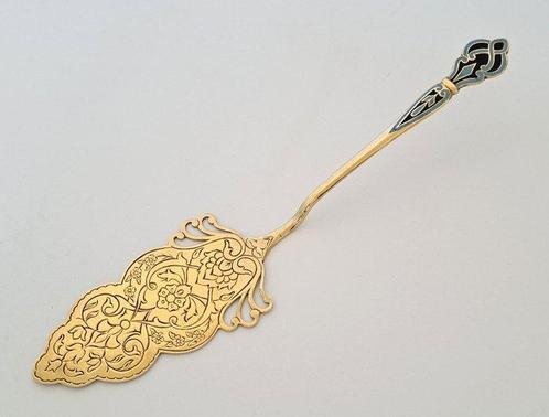 Verguld zilver met emaille inleg - Taartschep - .875 (84, Antiek en Kunst, Antiek | Zilver en Goud