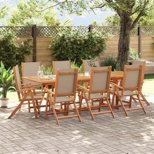 vidaXL 9-delige Tuinset massief acaciahout en textileen, Tuin en Terras, Tuinsets en Loungesets, Tuinset, Nieuw, Verzenden