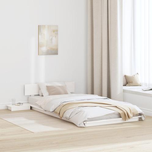 vidaXL Vloerbed met Nachttafels Wit 75x190cm Massief Hout, Huis en Inrichting, Slaapkamer | Bedden, Nieuw, Verzenden