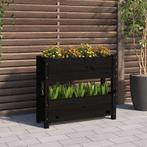 vidaXL Plantenbak 77x25x66 cm massief grenenhout zwart, Tuin en Terras, Bloempotten, Verzenden, Nieuw