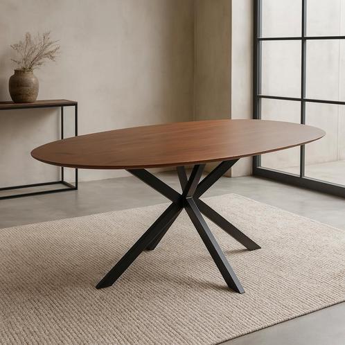 Mangohouten Eettafel Organisch Branwen 260x120 cm Walnoot, Huis en Inrichting, Tafels | Eettafels, Nieuw, Overige houtsoorten