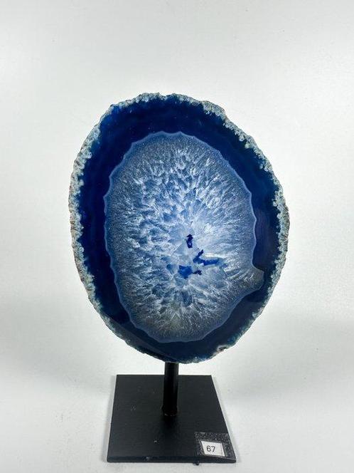 Agate with rock crystal geode on stand Geode - Hoogte: 140, Verzamelen, Mineralen en Fossielen