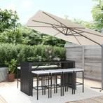 vidaXL 9-delige Tuinbarset met kussens poly rattan zwart, Tuin en Terras, Verzenden, Nieuw