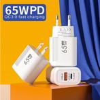 2-Poort GaN Snellader 65W - PD / Quick Charge 3.0 / USB, Telecommunicatie, Mobiele telefoons | Batterijen en Accu's, Nieuw, Verzenden