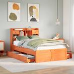 vidaXL Bed met boekenkast zonder matras grenenhout wasbruin, Huis en Inrichting, Slaapkamer | Bedden, Verzenden, Nieuw