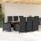 vidaXL 9-delige Tuinset poly rattan zwart, Tuin en Terras, Tuinsets en Loungesets, Verzenden, Nieuw, Tuinset