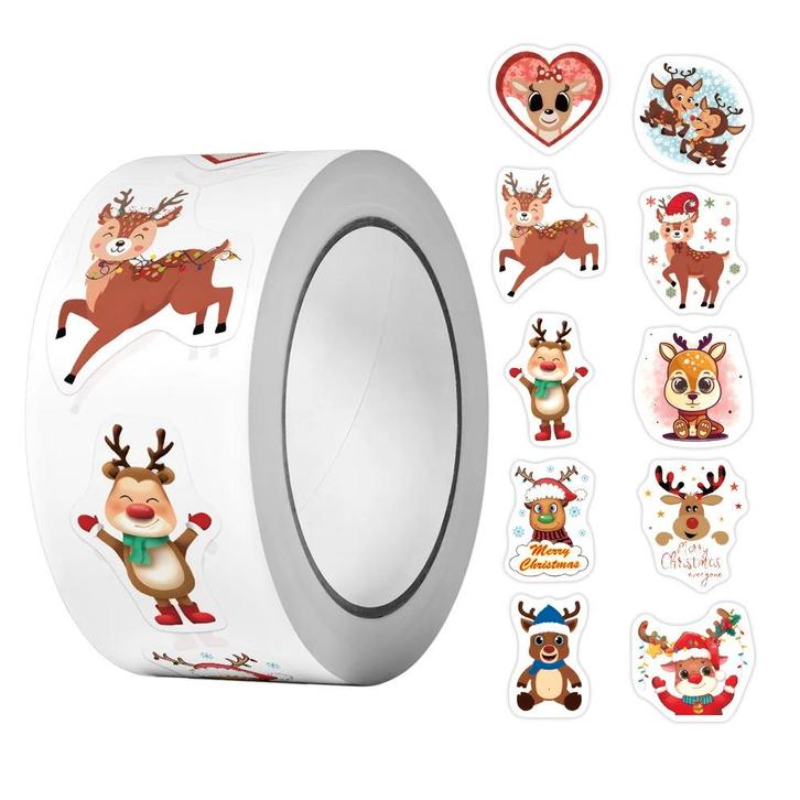 500 Kerst Stickers Op Rol - 2.5cm - Kerststickers -, Hobby en Vrije tijd, Stickers en Plaatjes, Verzenden