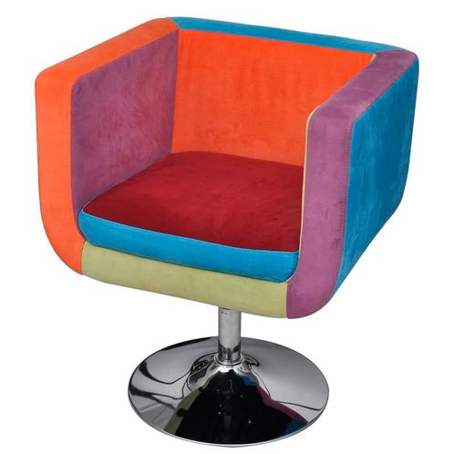 vidaXL Stoel met patchwork motief kubus stof, Huis en Inrichting, Fauteuils, Nieuw, Verzenden