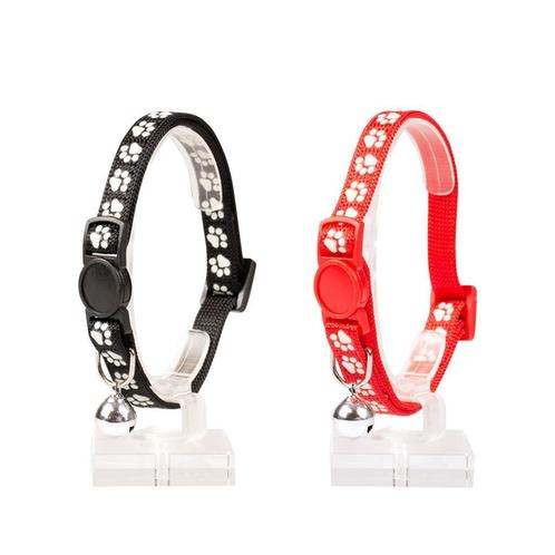 Kattenhalsband met pootjes Nylon 20-30cm / 10mm zwart/rood, Animaux & Accessoires, Autres accessoires pour animaux