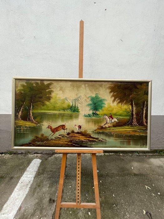 Britse school (XX) - Corsa nel Bosco Silenzioso, Antiquités & Art, Art | Peinture | Classique