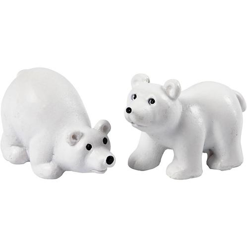 Mini dieren 30 mm x 45 mm, wit, ijsberen, 2stuks ijsberen, Hobby en Vrije tijd, Knutselen, Nieuw