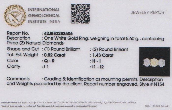 Trouwring - 14 karaat Witgoud - 2.25ct. tw. Diamant, Handtassen en Accessoires, Antieke sieraden