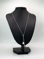 Halsketting - 18 karaat Witgoud Parel - Diamant - Tahiti, Handtassen en Accessoires, Kettingen, Nieuw