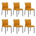 Set van 6 Leren eetkamerstoelen Basic - Toledo Leem, Ophalen of Verzenden, Nieuw, Leer, Eén