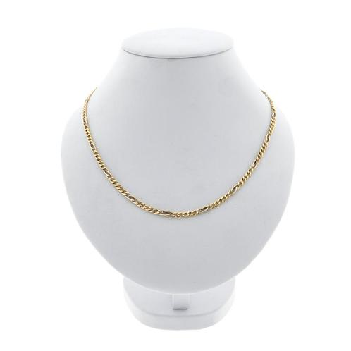 Bicolor gouden gourmet/fantasie schakel ketting | 42,5 cm, Handtassen en Accessoires, Kettingen, Overige kleuren, Gebruikt, Goud