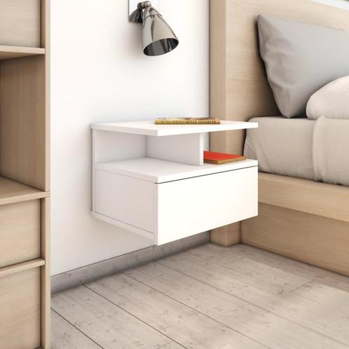 vidaXL Nachtkastje zwevend 40x31x27 cm bewerkt hout wit, Huis en Inrichting, Slaapkamer | Nachtkastjes, Nieuw, Verzenden