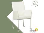 Leren eetkamerstoel Comfort met wieltjes en armleuning -, Huis en Inrichting, Stoelen, Wit, Nieuw, Leer, Ophalen of Verzenden