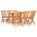 vidaXL 7-delige Tuinset inklapbaar massief teakhout, Tuin en Terras, Tuinsets en Loungesets, Verzenden, Nieuw, Tuinset