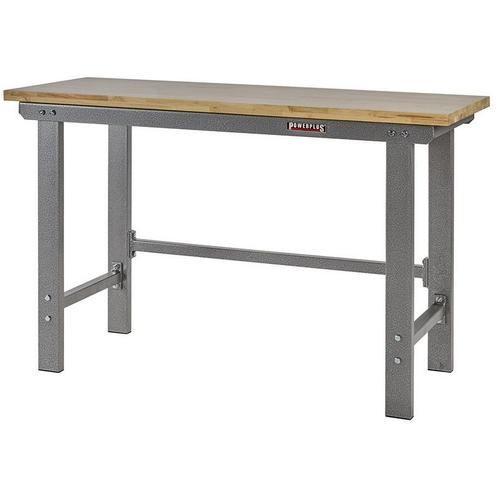 Werkbank grijs 150 cm met hardhouten blad - open model, Doe-het-zelf en Bouw, Werkbanken, Ophalen of Verzenden