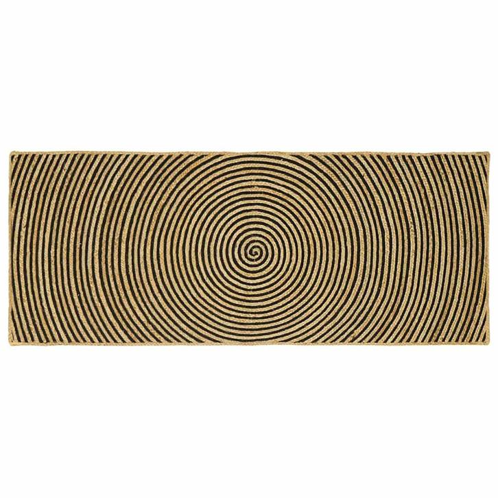 vidaXL Tapijt Natuurlijk en zwart 80 x 200 cm Jute, Maison & Meubles, Ameublement | Tapis & Moquettes, Envoi