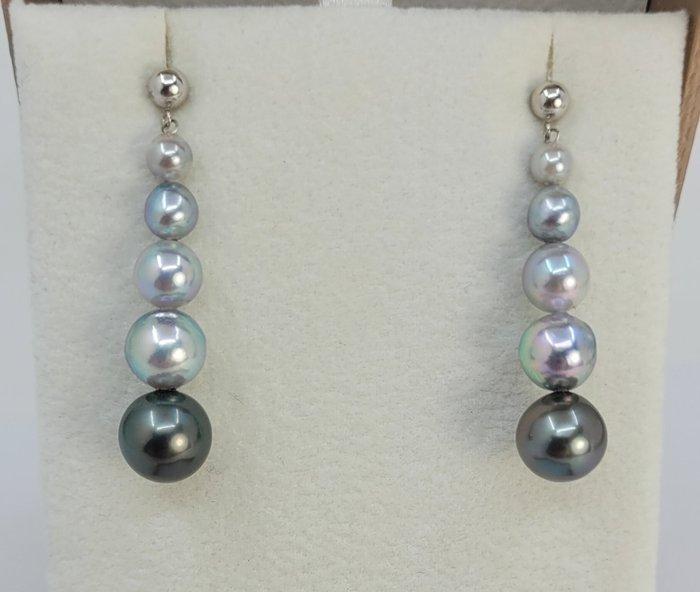 Oorbellen - 18 karaat Witgoud - 4x9 mm Akoya parels, Bijoux, Sacs & Beauté, Boucles d'oreilles