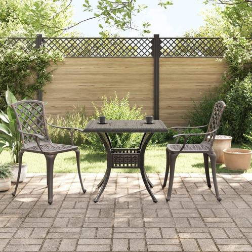 vidaXL 3-delige Bistroset gietaluminium bronskleurig, Tuin en Terras, Tuinsets en Loungesets, Nieuw, Verzenden