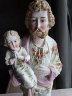 Image - Saint Joseph avec lenfant Jésus - 38 cm - Biscuit, Antiquités & Art