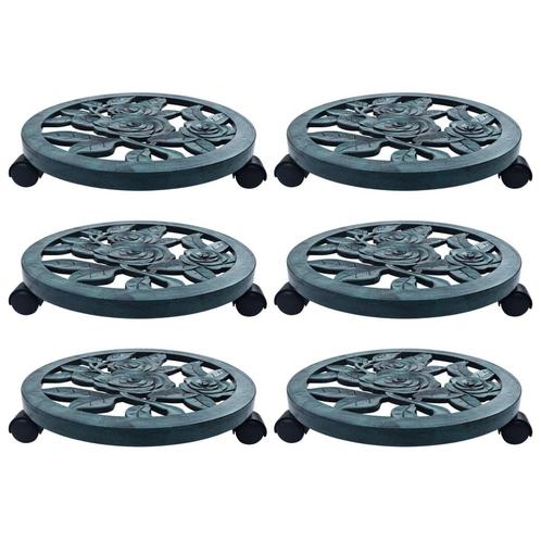 vidaXL Plantentrolleys 6 st 38 cm kunststof groen, Tuin en Terras, Bloembakken en Plantenbakken, Nieuw, Verzenden