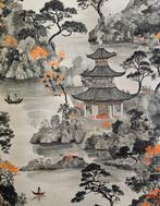 Tissu Oriental Exclusif avec Pagodes Japan Paradise -, Antiek en Kunst