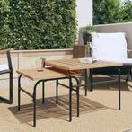 vidaXL 2-delige Tuintafeltjesset staal bruin en zwart, Tuin en Terras, Tuintafels, Verzenden, Nieuw