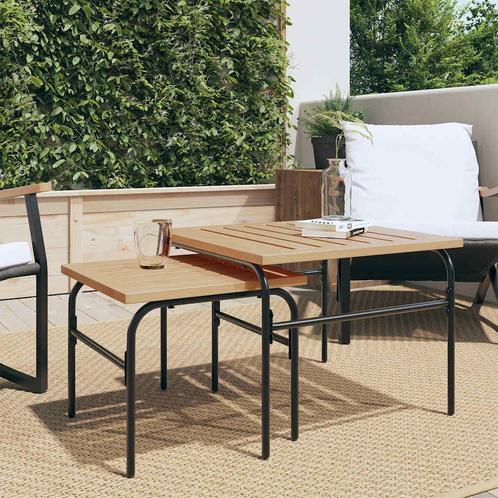 vidaXL 2-delige Tuintafeltjesset staal bruin en zwart, Tuin en Terras, Tuintafels, Nieuw, Verzenden